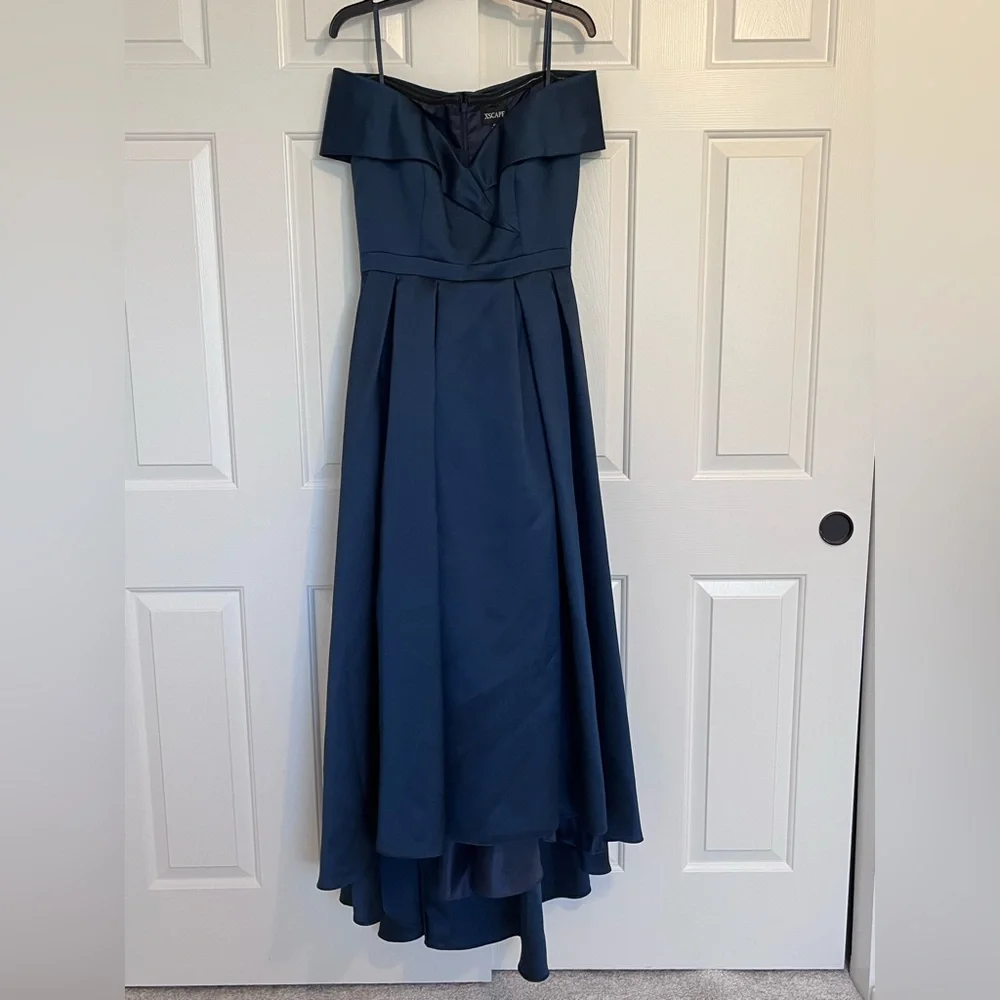 Xscape Women's Sweetheart-Neck High-Low Ballgown, Midnight Blue, size 6, worn 1x - Picture 2 of 13
